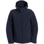 Фото Куртка мужская Hooded Softshell темно-синяя c Вашим логотипом на заказ.
